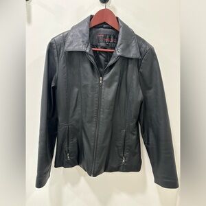 Vintage Phase Two Black 100% Genuine Leather Zip Up Jacket size Small